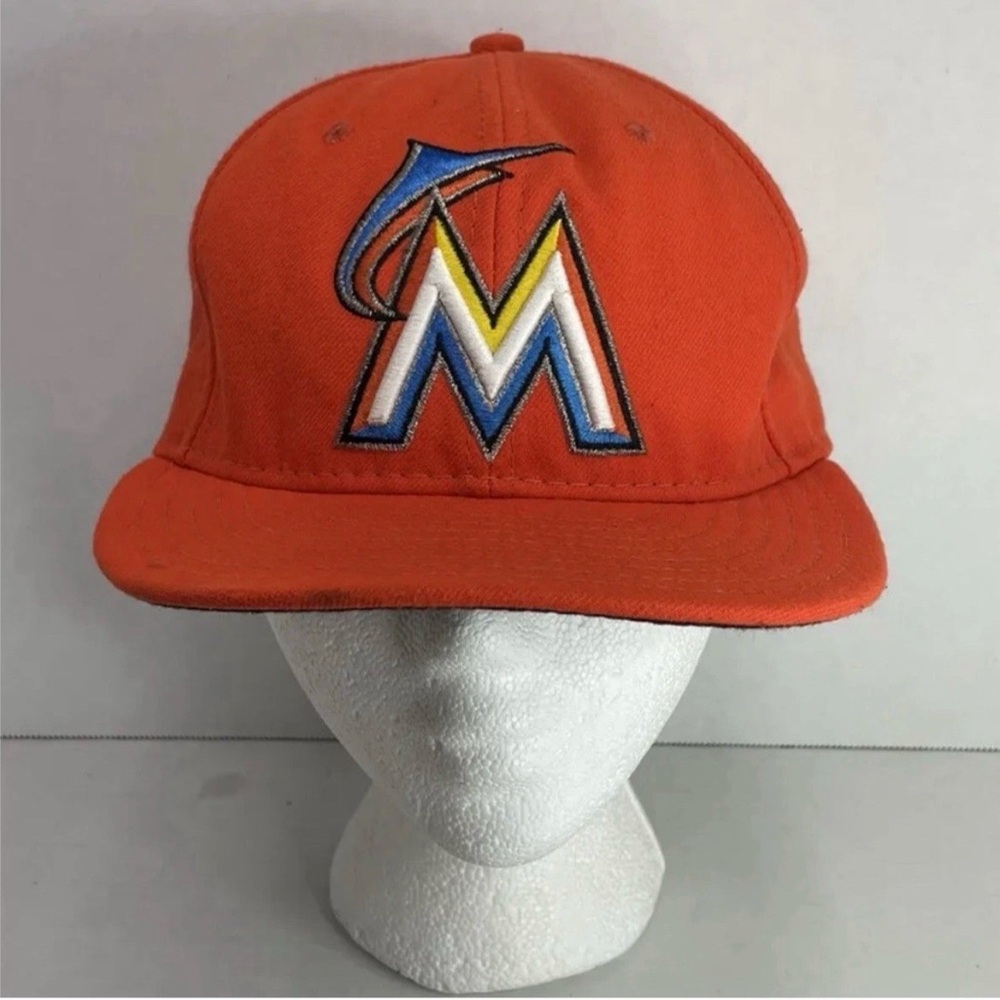 New Era 59Fifty Men Hat Miami Marlins Orange  Fitted 59FIFTY Cap